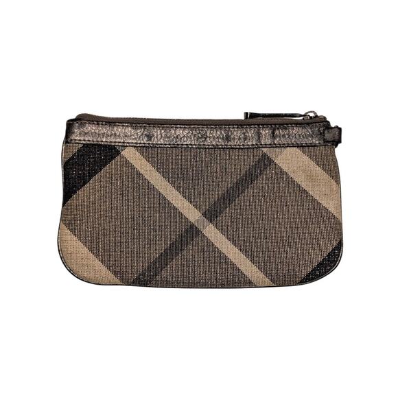 Burberry Shimmer Check Metalic Leather Pouch / Wristlet 7" - Picture 2 of 6